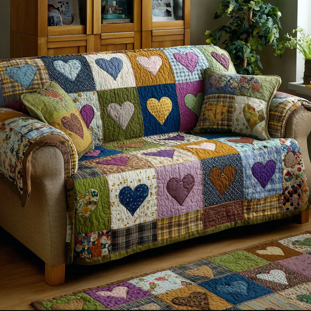 Soft Heart Quilted Sofa Cover NCU0NNT2864