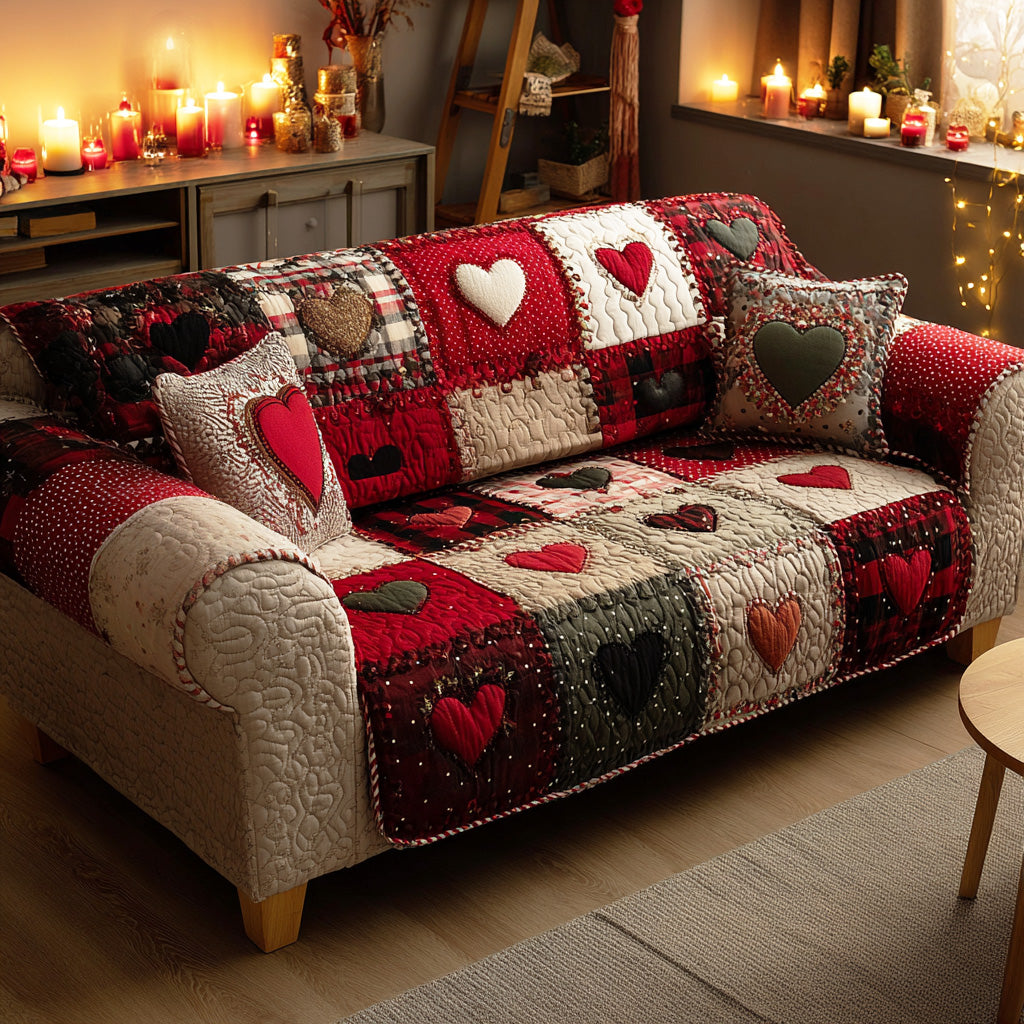 Soft Heart Quilted Sofa Cover NCU0NTD1255