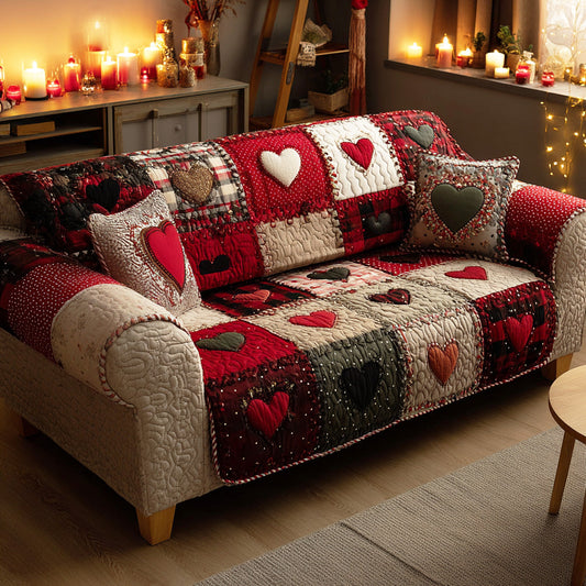 Soft Heart Quilted Sofa Cover NCU0NTD1255
