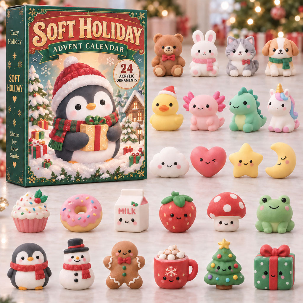 CHRISTMAS KICKOFF 40% OFF - Soft Holiday Penguin Advent Calendar 2026 - 24-Day Festive Countdown, Acrylic Charms Blind Box - Gift For Kids AC0TM385