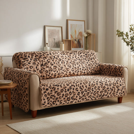 Soft Leopard Quilted Sofa Cover NCU0LDH728