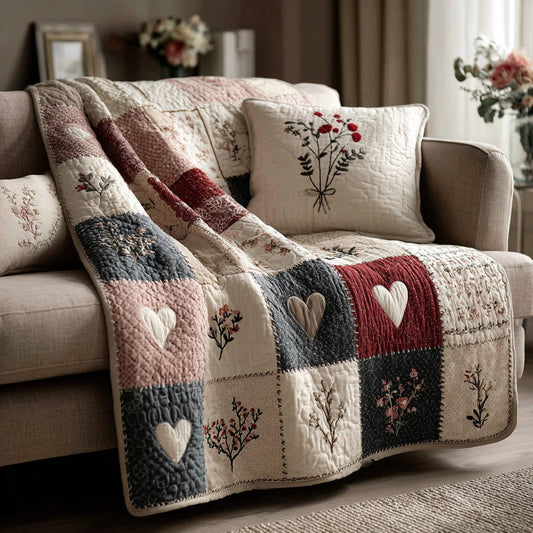 Soft Meadow Hearts Quilted Blanket NCU0LDH259