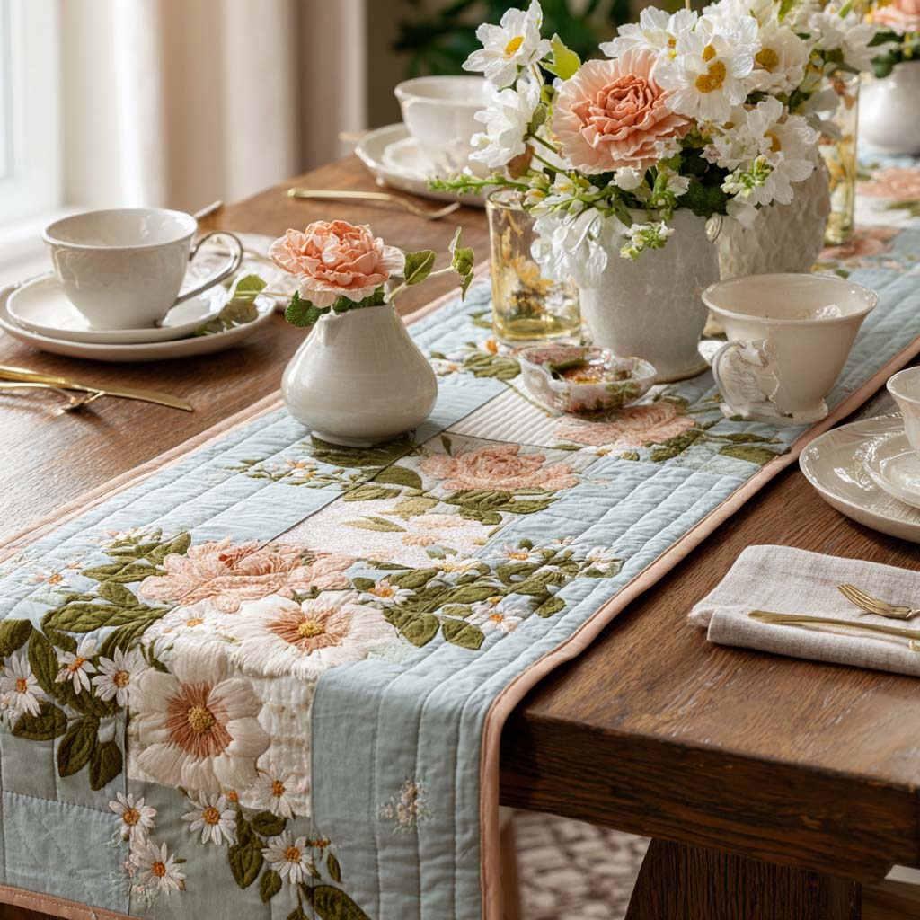 Soft Meadow Patchwork Quilted Table Runner NCU0DQQ0580