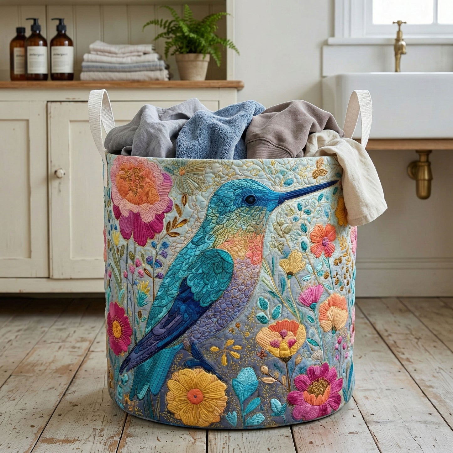 Soft Meadow Quilted Laundry Basket NCU0NNT3031