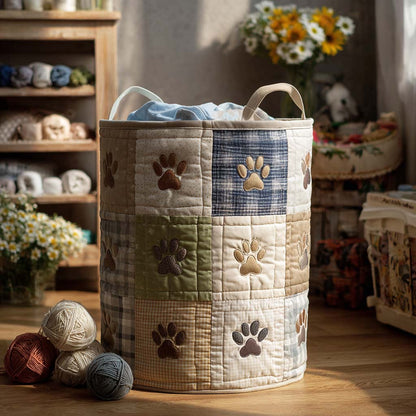 Soft Pastel Paw Quilted Laundry Basket NCU0NXD1188