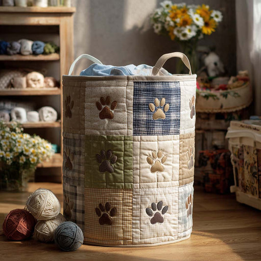 Soft Pastel Paw Quilted Laundry Basket NCU0NXD1188