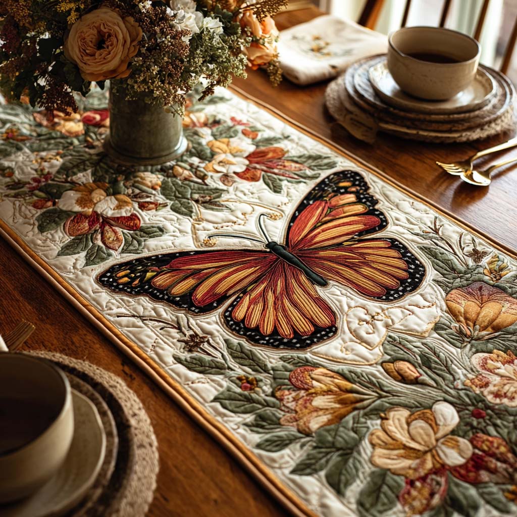 Soft Wing Garden Quilted Table Runner NCU0DQQ0350