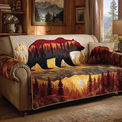 Southwest Bear Stripe Quilted Sofa Cover NCU0LDH665