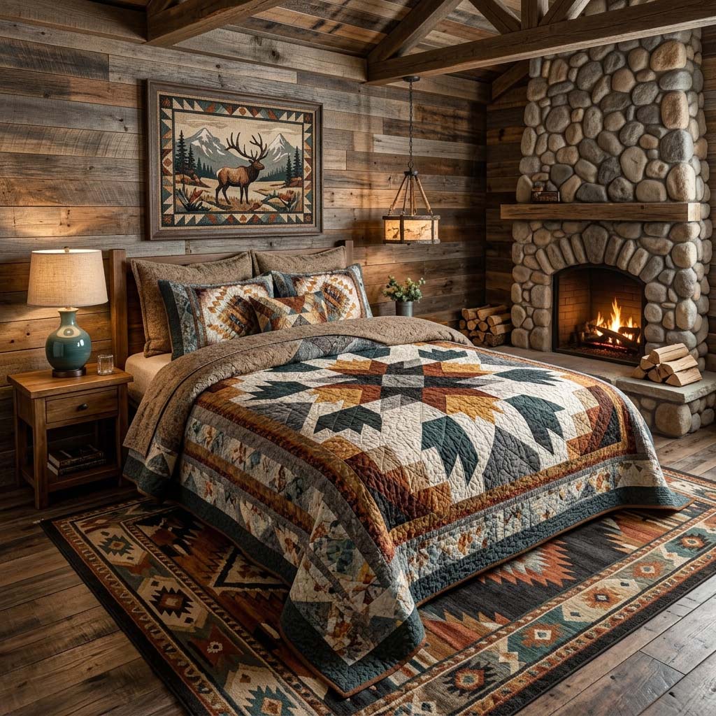 Southwest Canyon Lodge 3-Piece Quilted Bedding Set NCU0DQQ0709