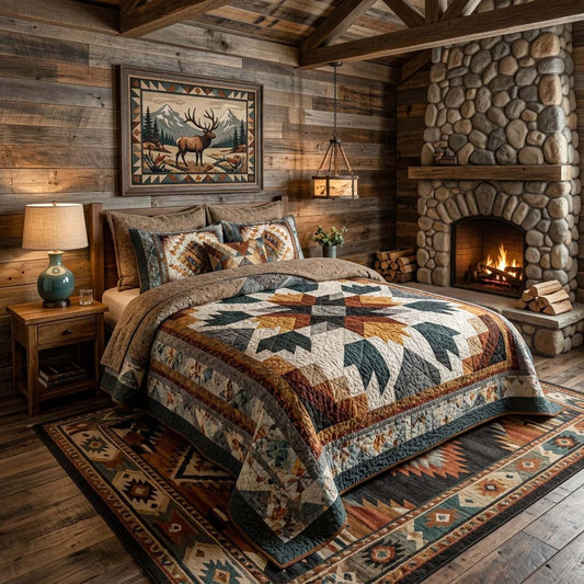 Southwest Canyon Lodge 3-Piece Quilted Bedding Set NCU0DQQ0709