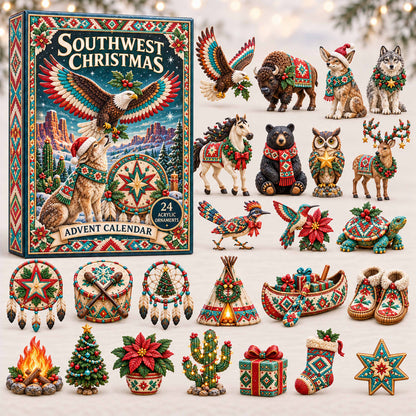 CHRISTMAS KICKOFF 40% OFF - Southwest Christmas Advent Calendar 2026 - 24-Day Festive Countdown, Acrylic Charms Blind Box - Gift For Family and Friends AC0TD007