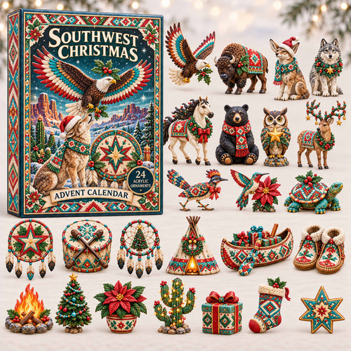 CHRISTMAS KICKOFF 40% OFF - Southwest Christmas Advent Calendar 2026 - 24-Day Festive Countdown, Acrylic Charms Blind Box - Gift For Family and Friends AC0TD007