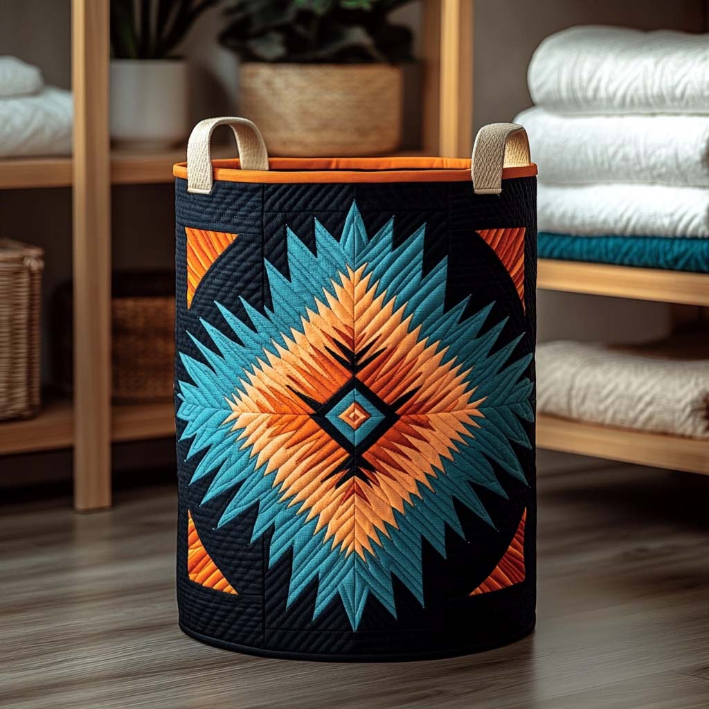 Southwest Diamond Quilted Laundry Basket NCU0DQQ056