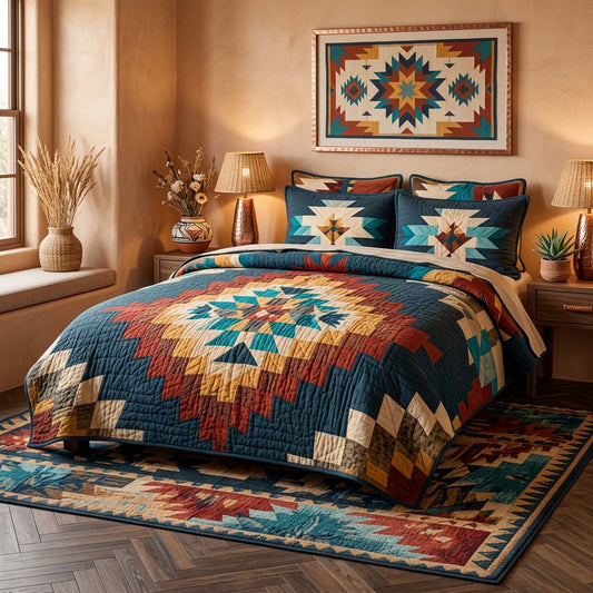Southwest Sunset Star 3-Piece Quilted Bedding Set NCU0DQQ0706