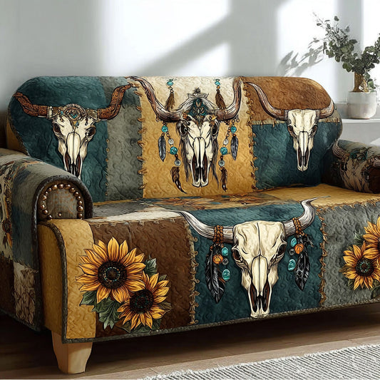 Southwestern Sunflower Skull Quilted Sofa Cover NCU0LDH051