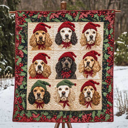 Spaniel Holiday Glow Quilted Blanket NCU0PT1726