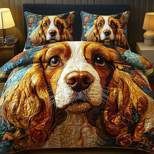 Spaniel Love 3-Piece Quilted Bedding Set NCU0PTT428
