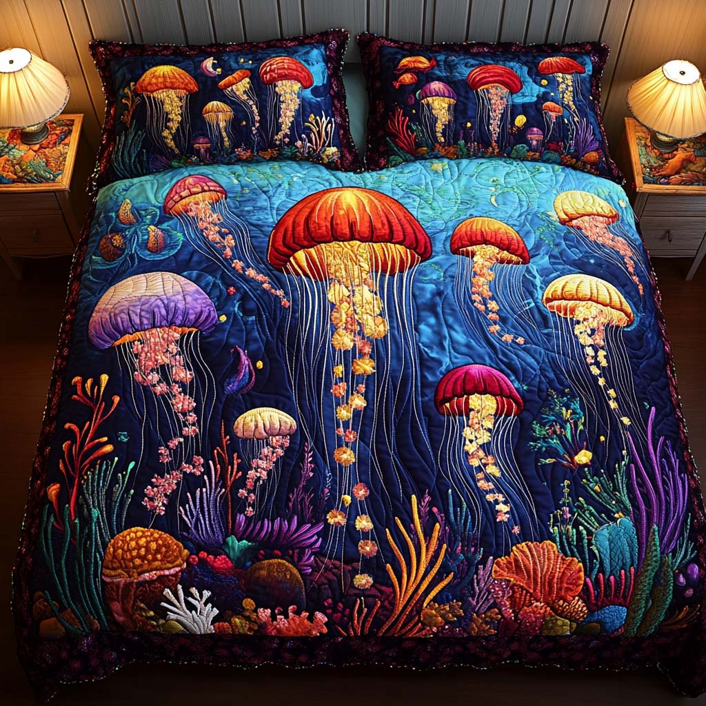 Sparkling Currents 3-Piece Quilted Bedding Set NCU0NT2204