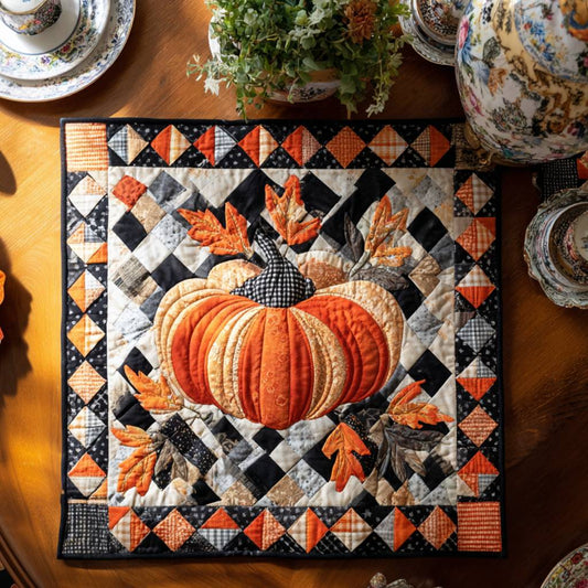 Spiced Pumpkin Pie Quilted Table Topper NCU0PTT855