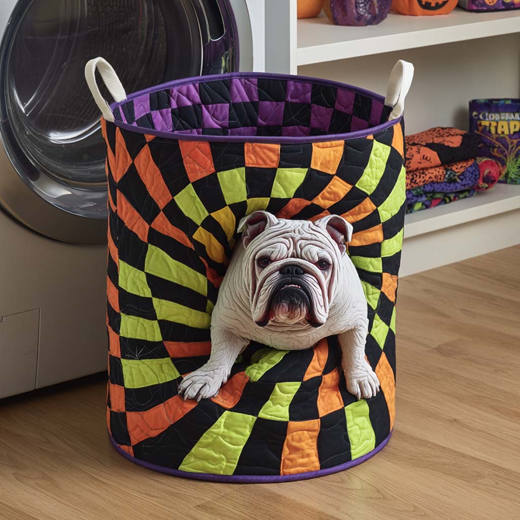 Spiral Bulldog Quilted Laundry Basket NCU0NXD317