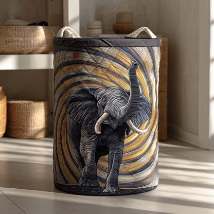Spiral Elephant Quilted Laundry Basket NCU0NXD400