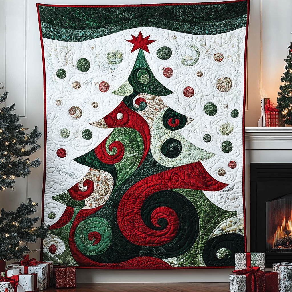 Spiral Xmas Tree Quilted Blanket NCU0TL1513