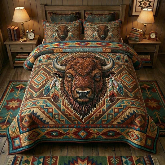 Spirit Buffalo Feathercrest 3-Piece Quilted Bedding Set NCU0DQQ0483