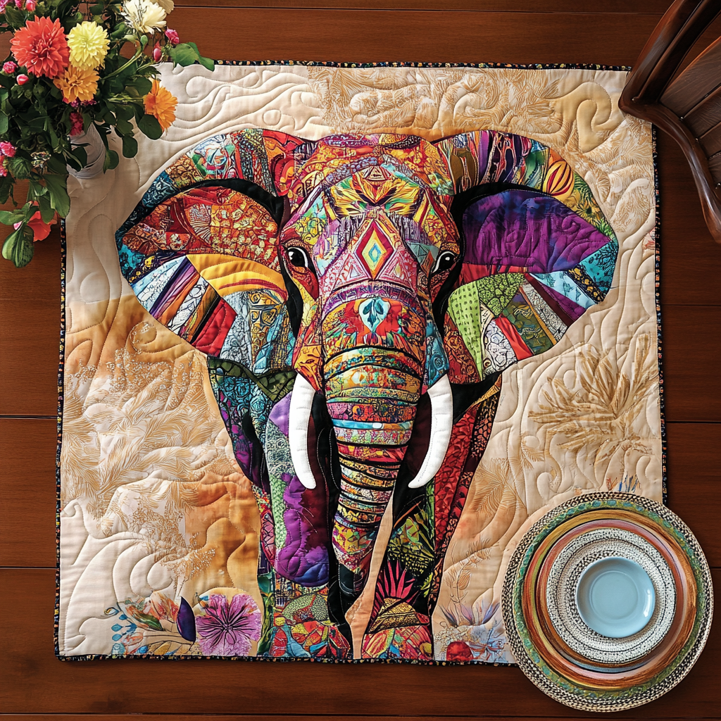 Spirit Elephant Quilted Table Topper NCU0DDK545