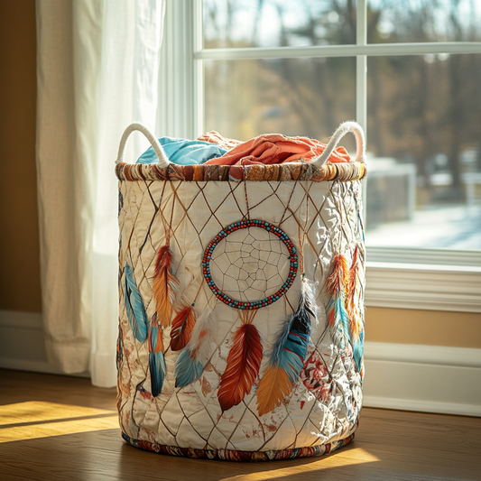 Spirit Feathers Quilted Laundry Basket NCU0PVL389
