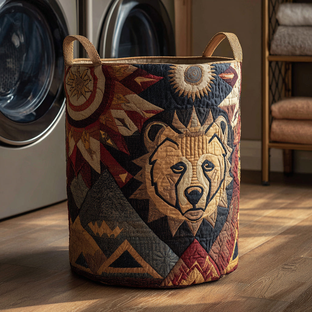 Spirit Tribal Bear Quilted Laundry Basket NCU0HNH529