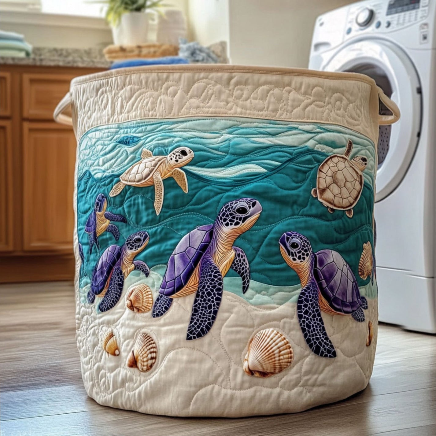 Turtle Drift Quilted Laundry Basket GFTOTP11048 main image 1