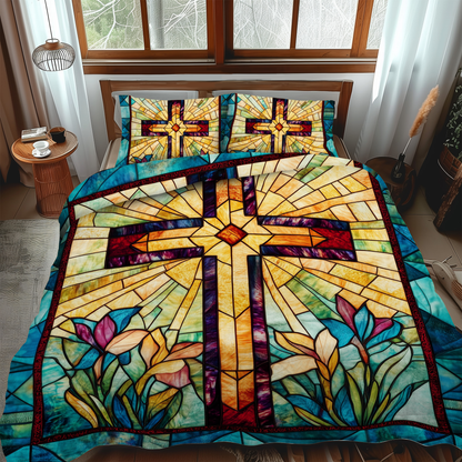 Spiritual Cross 3-Piece Quilted Bedding Set NCU0VL510