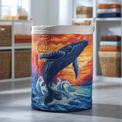 Splashing Whale Quilted Laundry Basket NCU0NXD413