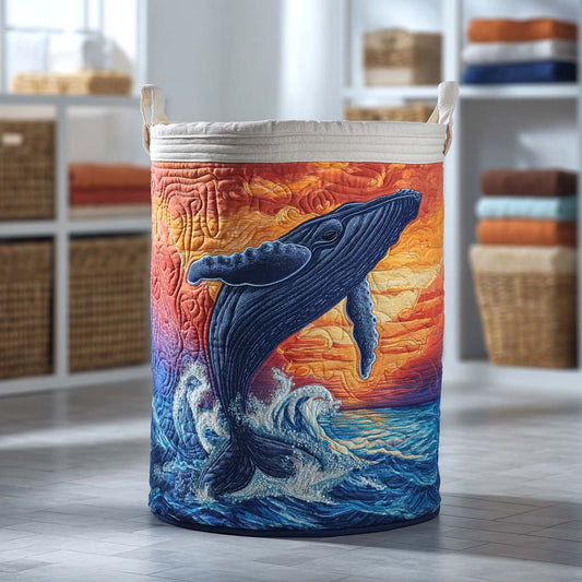 Splashing Whale Quilted Laundry Basket NCU0NXD413