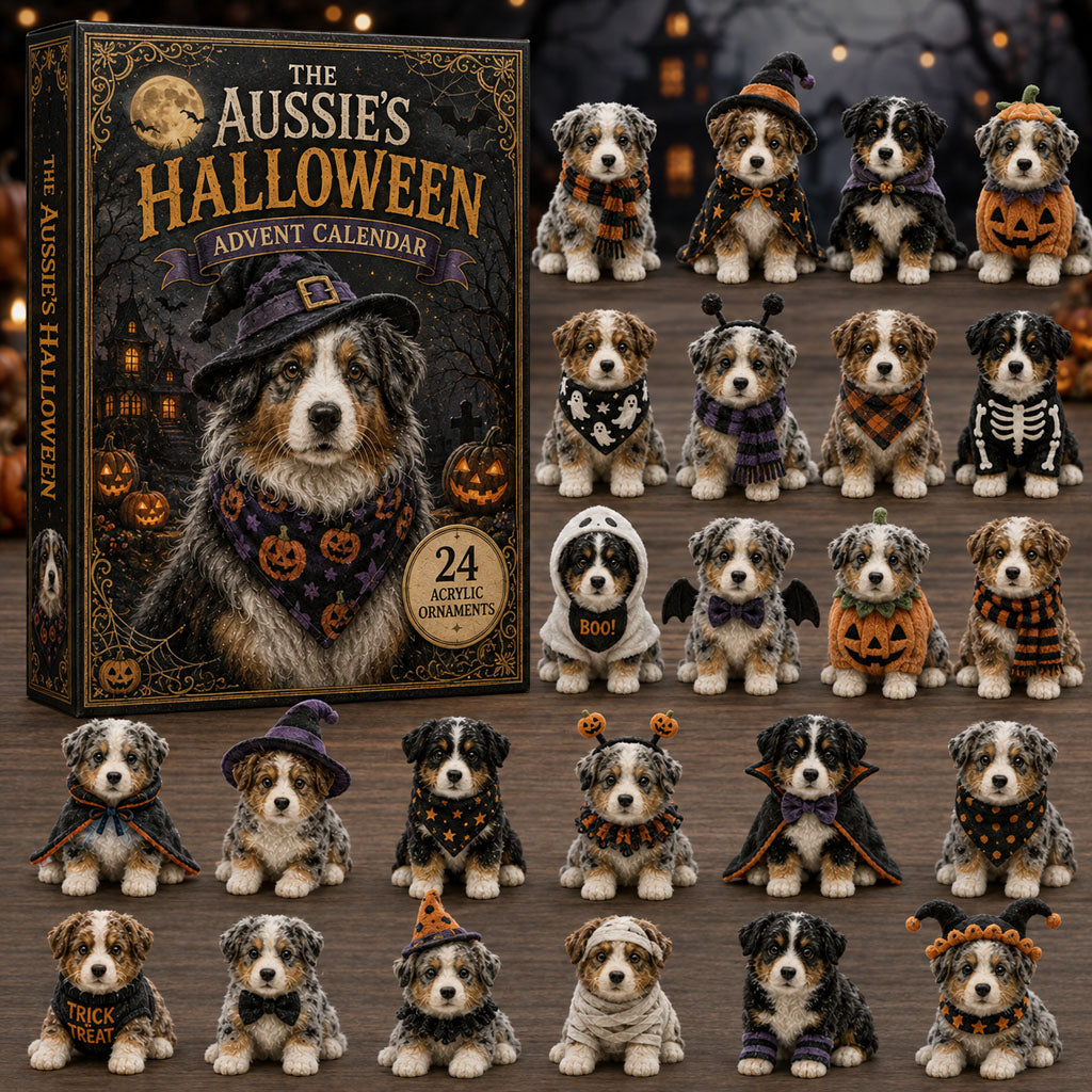 HALLOWEEN KICKOFF 40% OFF - Spooky Australian Shepherd Advent Calendar 2026 - 24-Day Festive Countdown, Acrylic Charms Blind Box - Gift For Dog Lovers AC0TM008