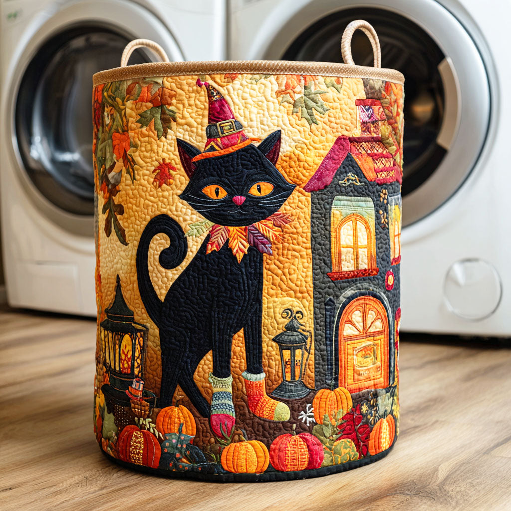 Spooky Cat Quilted Laundry Basket NCU0NTD324