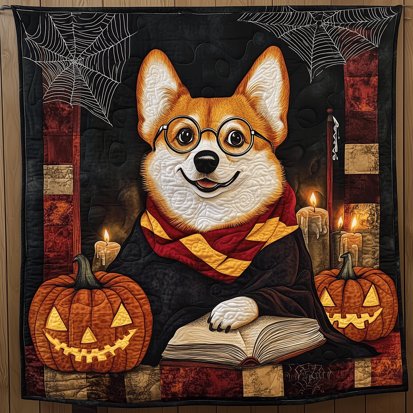 Spooky Corgi Magic Quilted Blanket NCU0TH1750