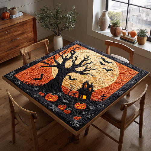 Spooky Halloween Castle Quilted Table Topper NCU0HNH254