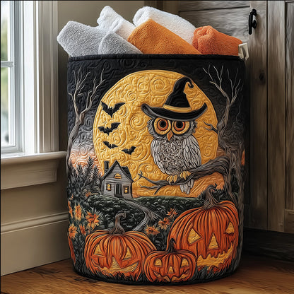 Spooky Owl Quilted Laundry Basket NCU0TH3093