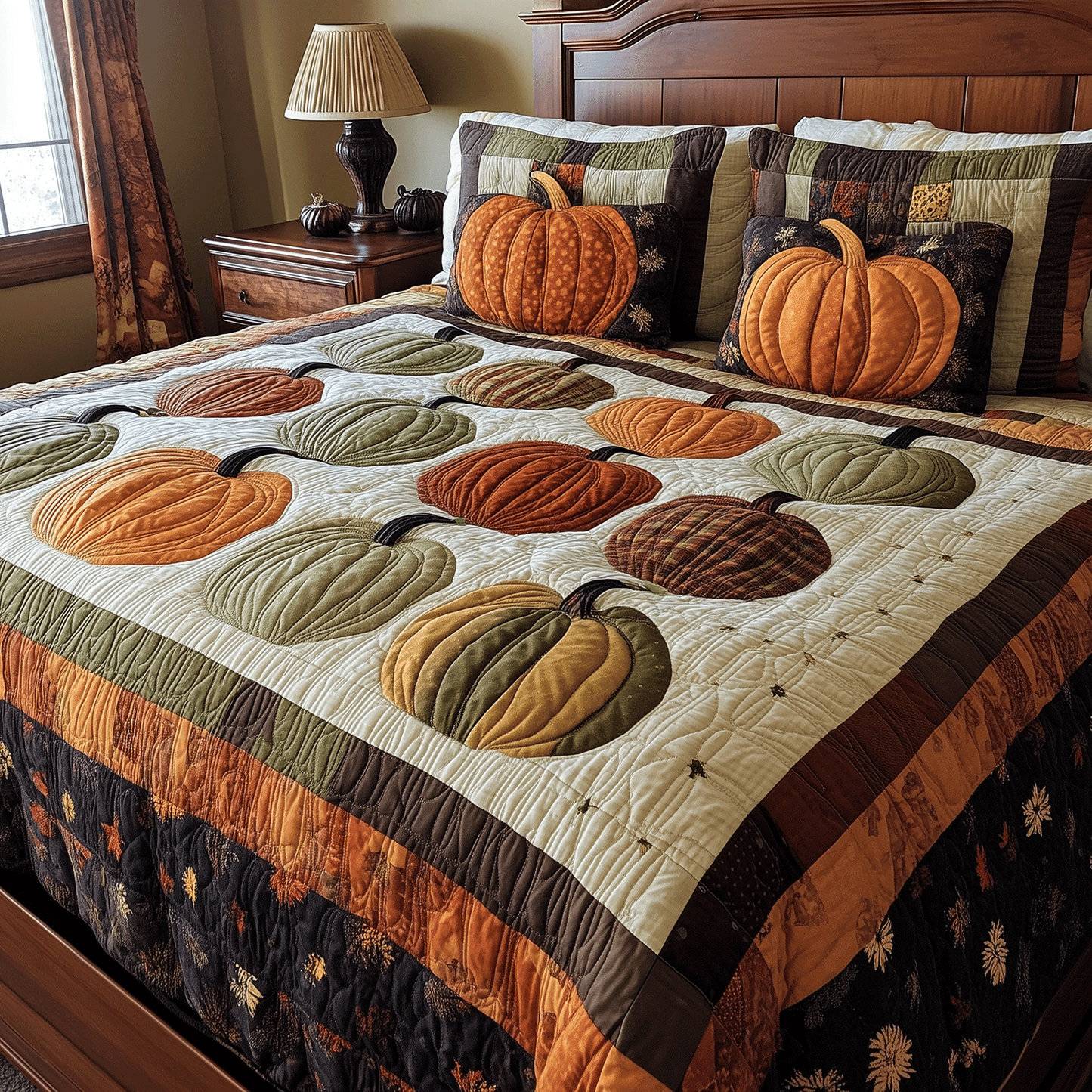 Spooky Pumpkin 3-Piece Quilted Bedding Set NCU0TH1967