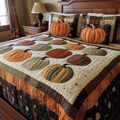Spooky Pumpkin 3-Piece Quilted Bedding Set NCU0TH1967