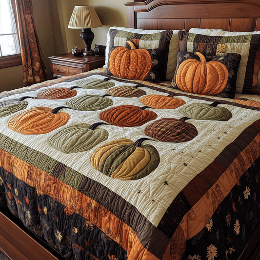 Spooky Pumpkin 3-Piece Quilted Bedding Set NCU0TH1967