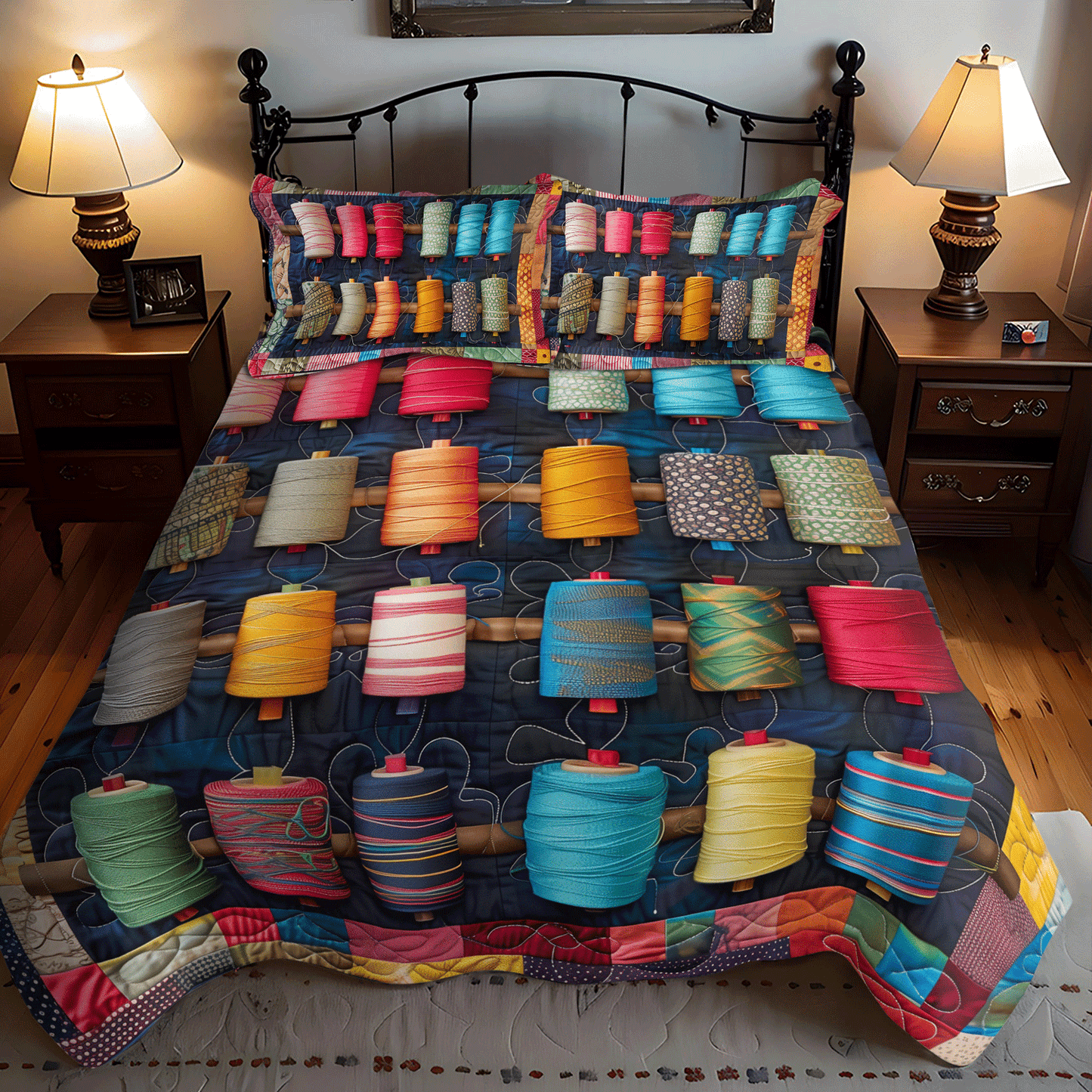 Spools of Color 3-Piece Quilted Bedding Set NCU0TH1303