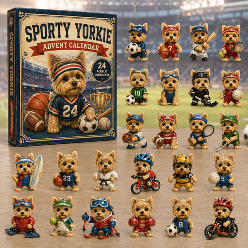 CHRISMAST KICKOFF 40% OFF - Sporty Yorkie Advent Calendar 2026 - 24-Day Festive Countdown, Acrylic Charms Blind Box - Gift For Dog Lovers AC0TM166