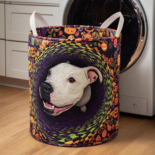 Sprial Pitbull Face Quilted Laundry Basket NCU0NXD331