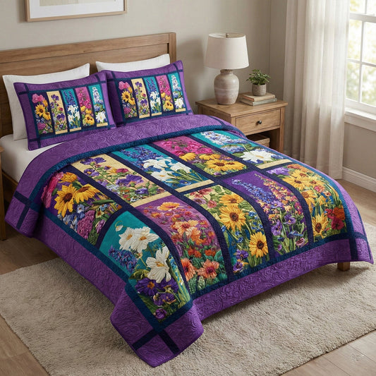 Spring Blossom 3-Piece Quilted Bedding Set NCU0NNT2999