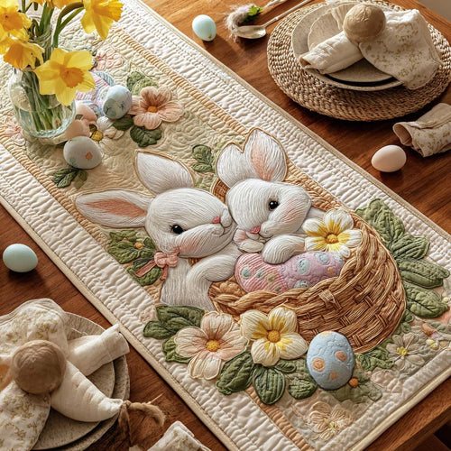 Spring Bunny Garden Quilted Table Runner NCU0DQQ0437