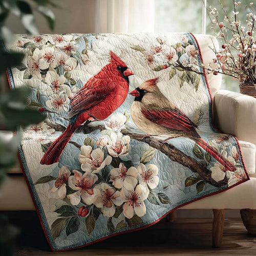 Spring Cardinal Pair Quilted Blanket NCU0DQQ0155