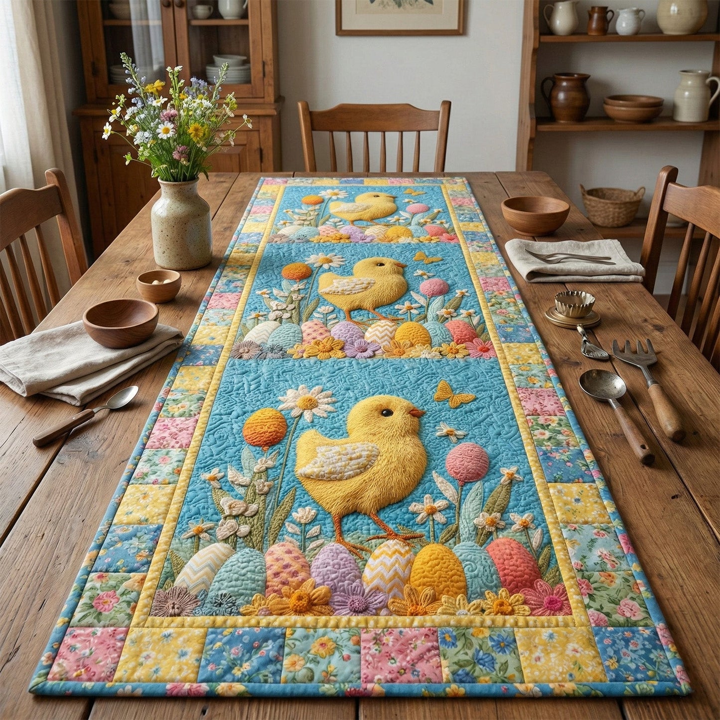 Spring Chick Quilted Table Runner NCU0NNT3010