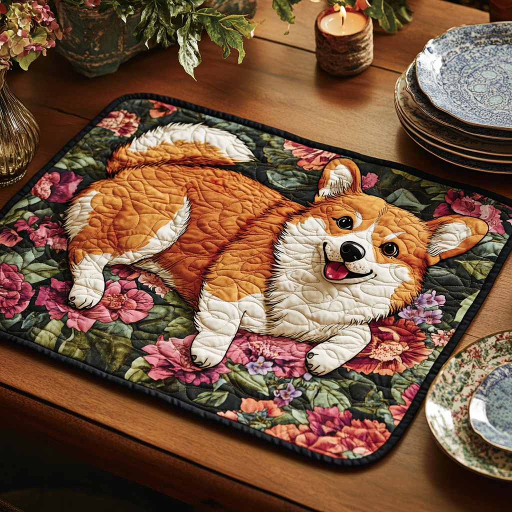 Spring Corgi Quilted Place Mat NCU0NVH852